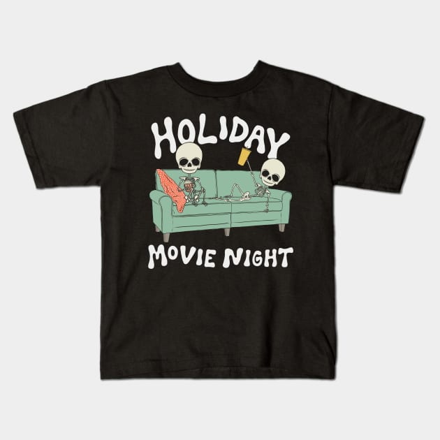Holiday Movie Night Kids T-Shirt by cecececececelia